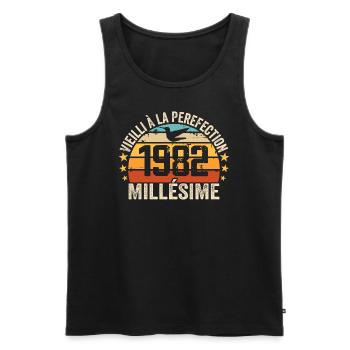 Jahrgang 1982 Retro 1982 Geburtstagsgeschenk - Männer Premium Bio Tank Top - Schwarz - Vorne - AI Model Male 178 light (178cm)