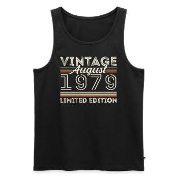 August 1979 Legende seit August 1979 Vintage 1979 - Männer Premium Bio Tank Top - Schwarz - Vorne - Michal (187cm)