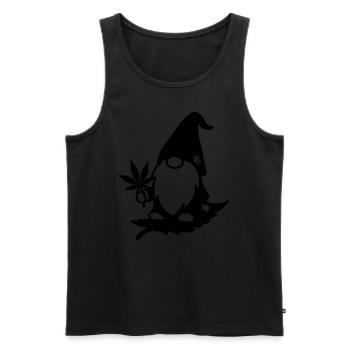 Fliegender Zwerg/Wichtel mit Hanfblatt - Männer Premium Bio Tank Top - Schwarz - Vorne - AI Model Male 178 light (178cm)