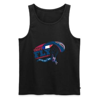 Paramotor Powered Paraglider Crazy Fly France flag - Men's Premium Organic Tank Top - black - Front - AI Model Male 178 light (178cm)
