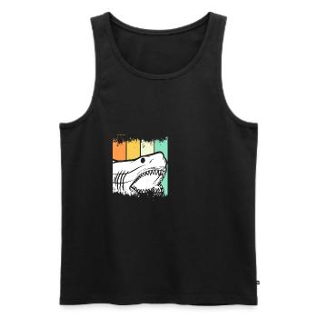 Hai Fisch vintage bunt Geschenk Meer Ozean Tier - Männer Premium Bio Tank Top - Schwarz - Vorne - Michal (187cm)