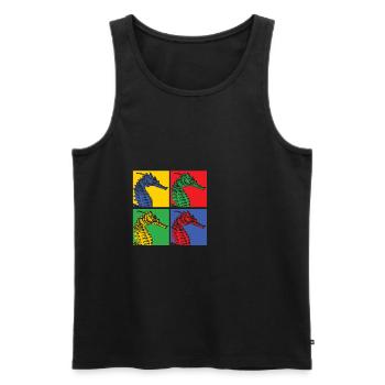 Hippocampe hippocampe poisson mer océan pop art - Débardeur bio Premium Homme - noir - Devant - Michal (187cm)