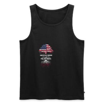 Amérique Pologne vintage cadeau - Débardeur bio Premium Homme - noir - Devant - Michal (187cm)