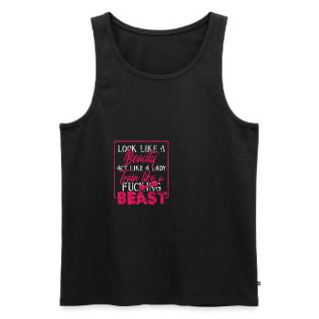 Ich bin ein Biest und trainiere hart Frau vintage - Männer Premium Bio Tank Top - Schwarz - Vorne - Michal (187cm)