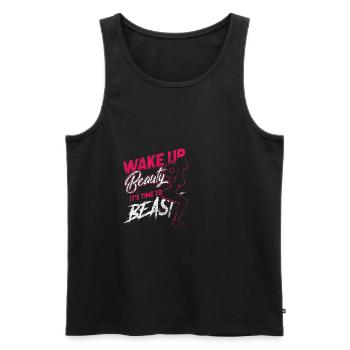 Sportswoman strength training bodybuilder beast training - Men's Premium Organic Tank Top - black - Front - AI Model Male 178 light (178cm)