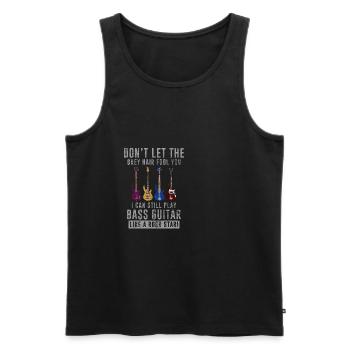 Musik Bass Gitarre Instrument Bassist Graue Haare - Männer Premium Bio Tank Top - Schwarz - Vorne - Michal (187cm)