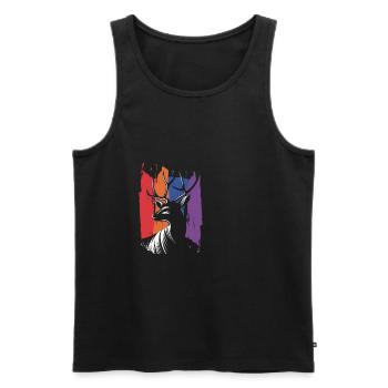 Hirsch - Männer Premium Bio Tank Top - Schwarz - Vorne - Michal (187cm)
