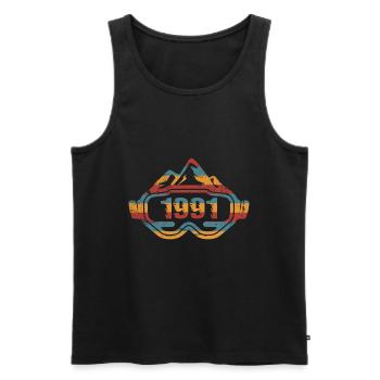 Ski Ski Goggles Skiers Skiing 1991 Birthday - Men's Premium Organic Tank Top - black - Front - Michal (187cm)
