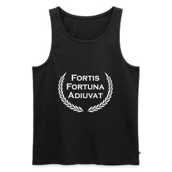Fortis Fortuna Adiuvat - lateinisches Sprichwort - Männer Premium Bio Tank Top - Schwarz - Vorne - AI Model Male 178 light (178cm)