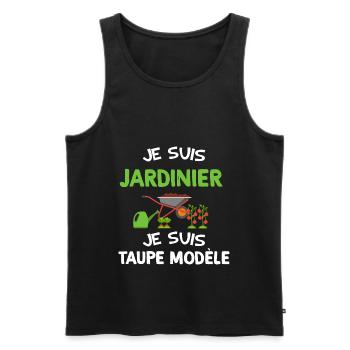 Je suis jardinier je suis taupe modèle Jardin - Débardeur bio Premium Homme - noir - Devant - Michal (187cm)
