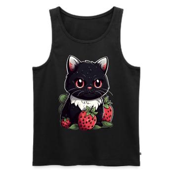 Ragamuffin Fraise Cat Cadeau - Débardeur bio Premium Homme - noir - Devant - Michal (187cm)