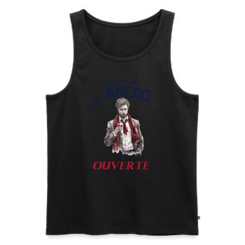 Apéro saison ouverte Homme drole - Débardeur bio Premium Homme - noir - Devant - AI Model Male 178 light (178cm)