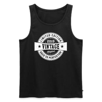 Rétro 2019 Anniversaire 2019 Cadeau 2019 Vintage - Débardeur bio Premium Homme - noir - Devant - AI Model Male 178 light (178cm)