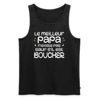 Den besten Vater gibt es nicht, es sei denn, er ist Metzger - Männer Premium Bio Tank Top - Schwarz - Vorne - AI Model Male 178 light (178cm)