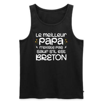 The best dad does not exist unless he is Breton - Men's Premium Organic Tank Top - black - Front - AI Model Male 178 light (178cm)