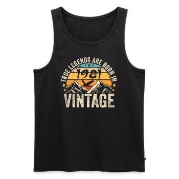 Vintage 1981 Vintage 1981 Birthday Gift - Men's Premium Organic Tank Top - black - Front - Michal (187cm)