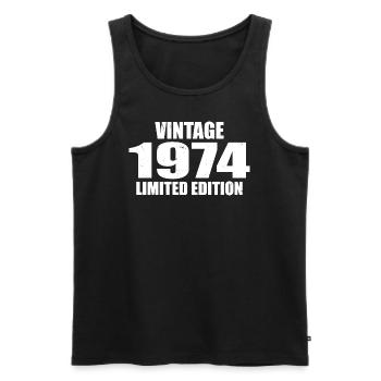 Millésime 1974 Anniversaire 1974 - Rétro 1974 - Débardeur bio Premium Homme - noir - Devant - Michal (187cm)
