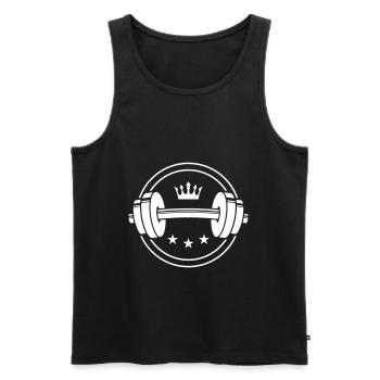 haltère icône poids symbole couronne - Débardeur bio Premium Homme - noir - Devant - Michal (187cm)