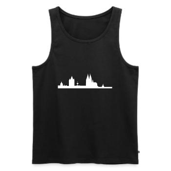 Kölner Skyline in weiss - Männer Premium Bio Tank Top - Schwarz - Vorne - AI Model Male 178 light (178cm)