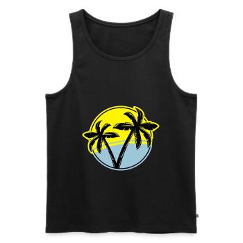 palme silhouette kreis strand - Männer Premium Bio Tank Top - Schwarz - Vorne - Michal (187cm)