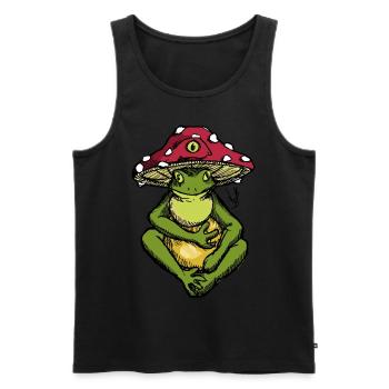 Grenouille champignon - Débardeur bio Premium Homme - noir - Devant - Michal (187cm)