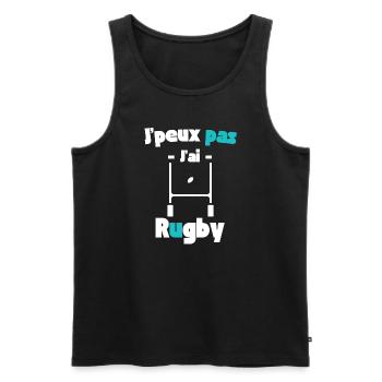 J'peux pas j'ai rugby - Débardeur bio Premium Homme - noir - Devant - Michal (187cm)