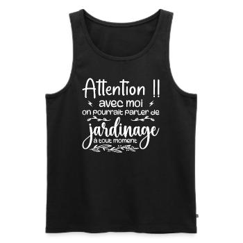 Talk About Gardening Anytime - Gardener Gift - Men's Premium Organic Tank Top - black - Front - AI Model Male 178 light (178cm)