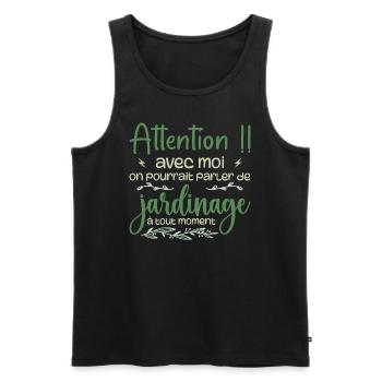 Talk About Gardening Anytime - Gardener Gift - Men's Premium Organic Tank Top - black - Front - AI Model Male 178 light (178cm)