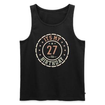 Es ist mein Geschenk zum 27. Geburtstag 27 Jahre - Männer Premium Bio Tank Top - Schwarz - Vorne - Michal (187cm)