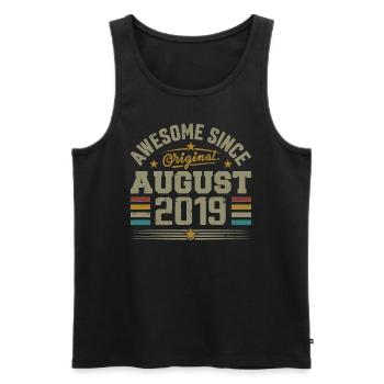 August 2019 Birthday August 2019 August 2019 Retro - Men's Premium Organic Tank Top - black - Front - AI Model Male 178 light (178cm)
