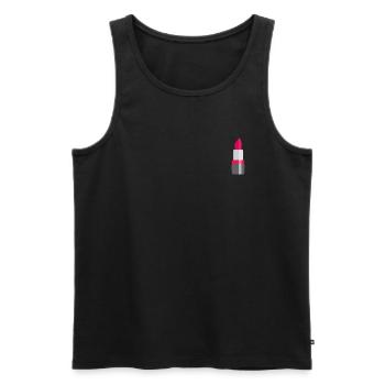 Idée cadeau de maquillage motif rouge à lèvres - Débardeur bio Premium Homme - noir - Devant - Michal (187cm)