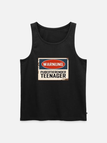 WARNUNG - PUBERTIERENDER TEENAGER - Männer Premium Bio Tank Top - Schwarz
