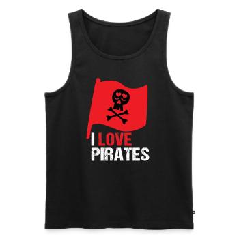 I LOVE PIRATES - Men's Premium Organic Tank Top - black - Front - Michal (187cm)