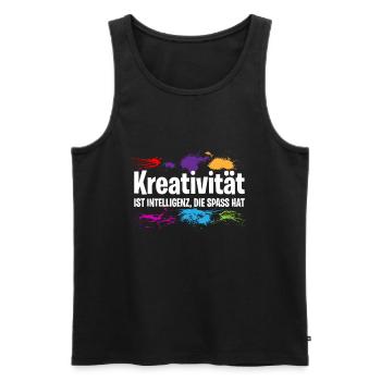 KREATIVITÄT IST INTELLIGENZ, DIE SPASS HAT - Männer Premium Bio Tank Top - Schwarz - Vorne - Michal (187cm)