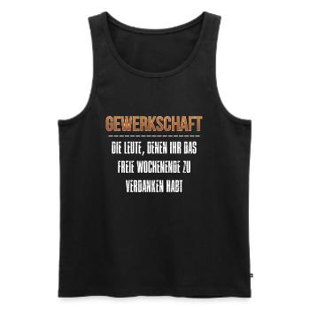 GEWERKSCHAFT - Männer Premium Bio Tank Top - Schwarz - Vorne - Michal (187cm)