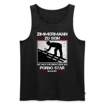 ZIMMERMANN ZU SEIN.... - Männer Premium Bio Tank Top - Schwarz - Vorne - Michal (187cm)