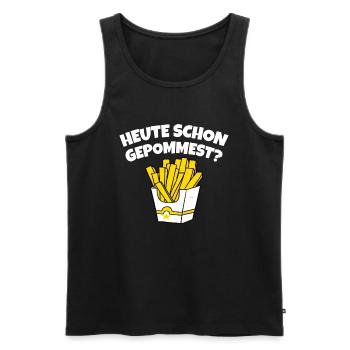 POMMES GESCHENK LUSTIGER SPRUCH POMMES FRITES - Männer Premium Bio Tank Top - Schwarz - Vorne - Michal (187cm)