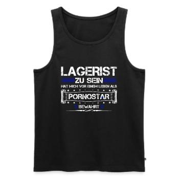LAGERIST ZU SEIN... - Männer Premium Bio Tank Top - Schwarz - Vorne - AI Model Male 178 light (178cm)