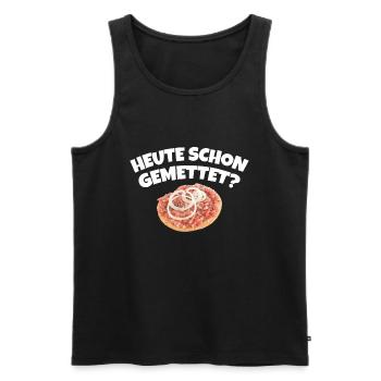 HEUTE SCHON GEMETTET? - METTBRÖTCHEN - Männer Premium Bio Tank Top - Schwarz - Vorne - Michal (187cm)