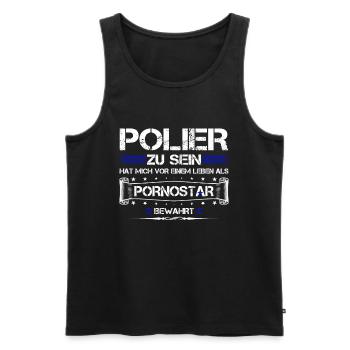 POLIER ZU SEIN.... - Männer Premium Bio Tank Top - Schwarz - Vorne - AI Model Male 178 light (178cm)
