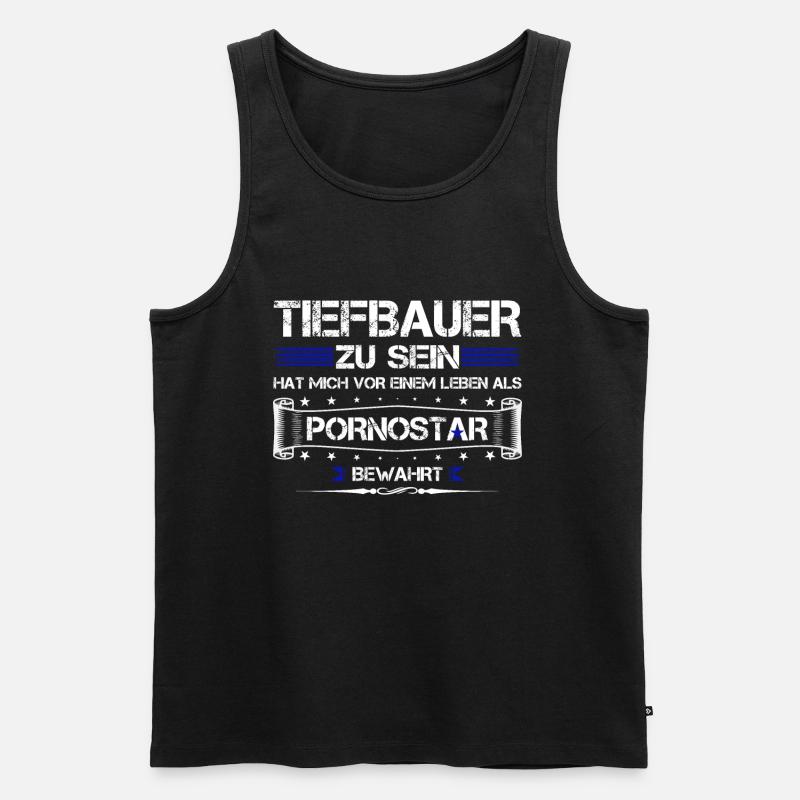 TIEFBAUER ZU SEIN.... - Männer Premium Bio Tank Top - Schwarz