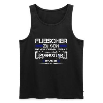 FLEISCHER ZU SEIN... - Männer Premium Bio Tank Top - Schwarz - Vorne - AI Model Male 178 light (178cm)