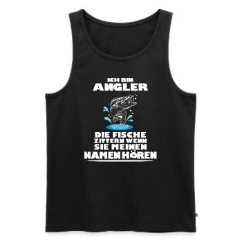 ANGLER LUSTIGER SPRUCH GESCHENK - Männer Premium Bio Tank Top - Schwarz - Vorne - AI Model Male 178 light (178cm)