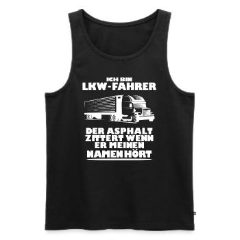 LKW FAHRER LUSTIGER SPRUCH GESCHENK - Männer Premium Bio Tank Top - Schwarz - Vorne - Michal (187cm)