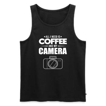 Photographer Coffee Lover Photography Camera Gift - Men's Premium Organic Tank Top - black - Front - AI Model Male 178 light (178cm)