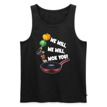 WE WILL WOK YOU - Männer Premium Bio Tank Top - Schwarz - Vorne - Michal (187cm)
