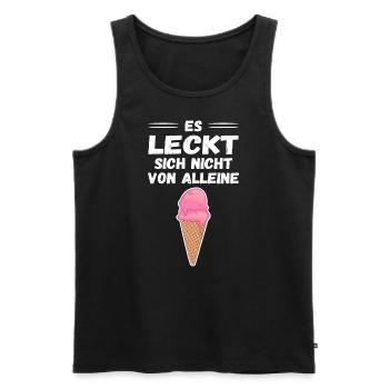 ES LECKT SICH NICHT VON ALLEINE - EISCREME - Männer Premium Bio Tank Top - Schwarz - Vorne - Michal (187cm)