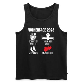 VORHERSAGE 2023 WERDENDE MAMA WERDENDER PAPA - Männer Premium Bio Tank Top - Schwarz - Vorne - AI Model Male 178 light (178cm)
