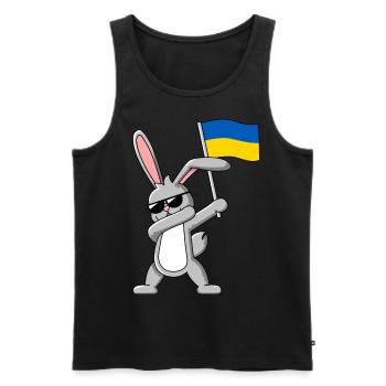 Dabbing Rabbit avec le drapeau de l’Ukraine - Débardeur bio Premium Homme - noir - Devant - Michal (187cm)
