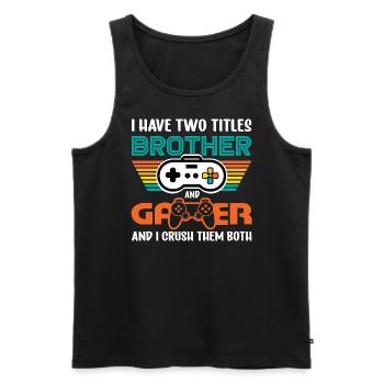 Gaming Retro Vintage Logo Design - Männer Premium Bio Tank Top - Schwarz - Vorne - AI Model Male 178 light (178cm)